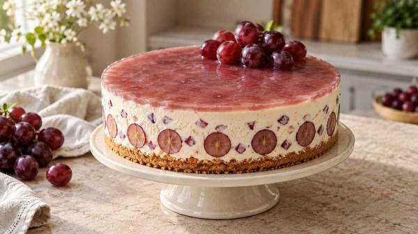 طرز تهیه چیز کیک انگور بدون فر با ژله انگور