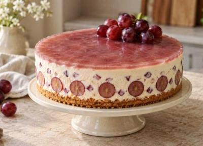 طرز تهیه چیز کیک انگور بدون فر با ژله انگور